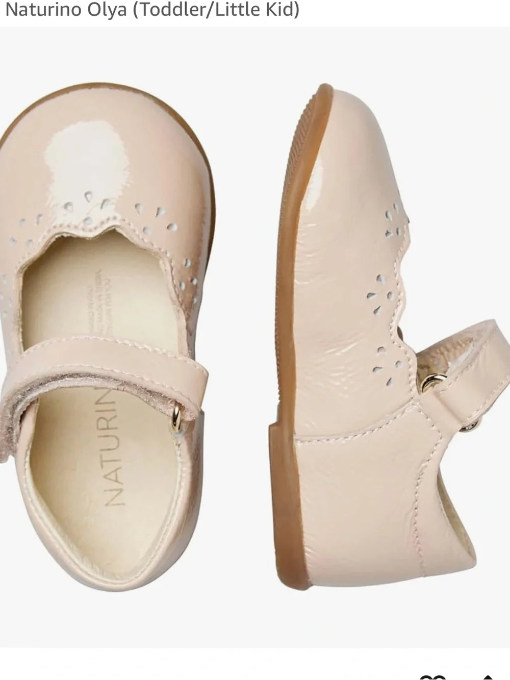 Naturino Pale Pink Patent Mary Jane with Scalloped Cutouts